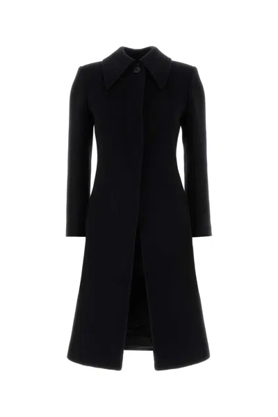Alexander Mcqueen Women Black Wool And Cashmere Coat