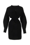 Alexander Mcqueen Mini Wool Twisted Dress In Black