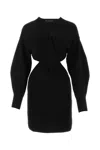 Alexander Mcqueen Women Black Wool Blend Dress In Black