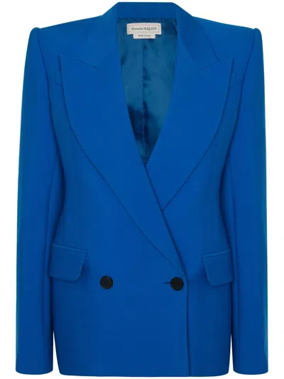 Alexander Mcqueen Women's Blue Wool Jacket For Fw23