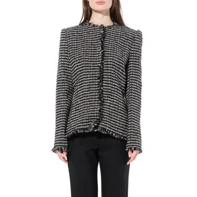 Alexander Mcqueen Women's Boucle Tweed Jacket In Black/ivory