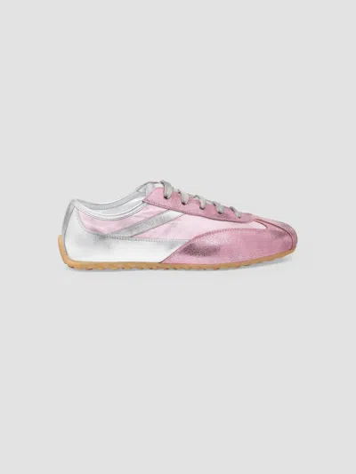 Alexander Mcqueen Women's Boxe Metallic Leather Low-top Sneakers In Pink And Silver
