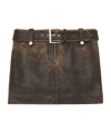Alexander Mcqueen Belted Leather Mini Skirt In Black