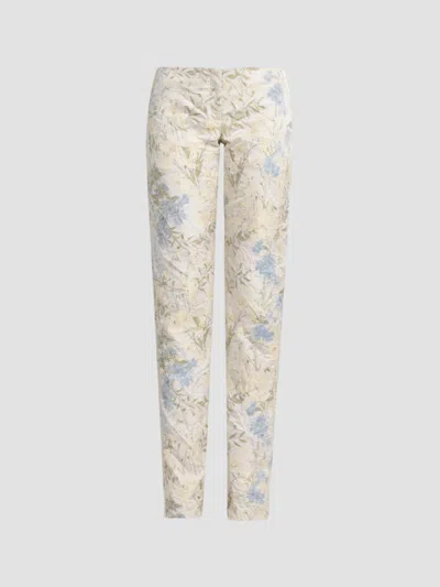 Alexander Mcqueen Women's Bumster Floral Jaquard Trousers In Ivory Lemon Blue