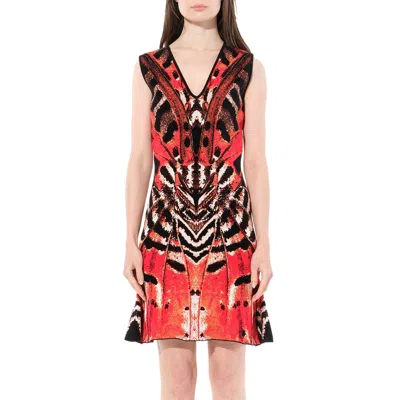Alexander Mcqueen Women's Butterfly Jacquard Dress In Red/black