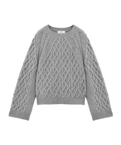 ALEXANDER MCQUEEN WOMEN'S CABLE CREW NECK JUMPER IN PALE GREY