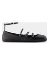 Alexander Mcqueen Mcqueen Women Leather Strap Ballet Flats In Black