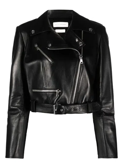 ALEXANDER MCQUEEN WOMEN'S CALF LEATHER BIKER JACKET