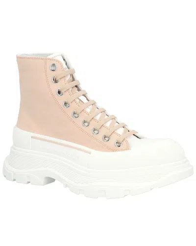 Pre-owned Alexander Mcqueen Women's Canvas Tread Slick Boot, Never Worn (authentic Pre-loved) In Neutral