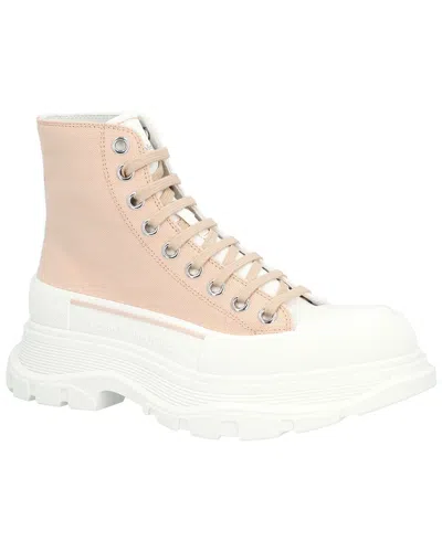 Pre-owned Alexander Mcqueen Women's Canvas Tread Slick Boot, Never Worn (authentic Pre-loved) In Neutral