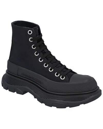 Pre-owned Alexander Mcqueen Women's Canvas Tread Slick Boot, Never Worn (authentic Pre-loved) In Black