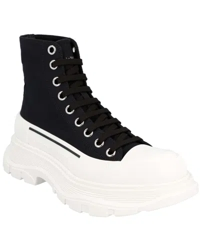 Pre-owned Alexander Mcqueen Women's Canvas Tread Slick Boot, Never Worn (authentic Pre-loved) In Black