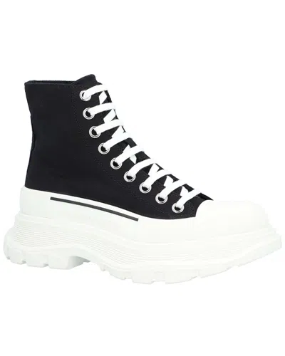 Pre-owned Alexander Mcqueen Women's Canvas Tread Slick Boot, Never Worn (authentic Pre-loved) In Black