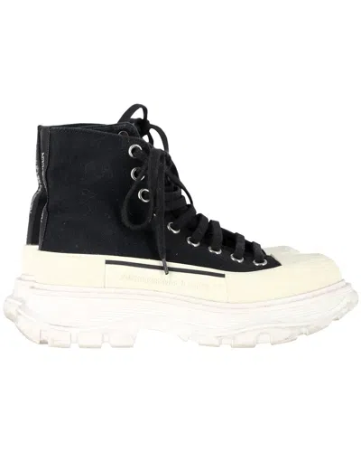 Alexander Mcqueen Women's Canvas Tread Slick High-top Sneaker (authentic Pre-  Loved) In Black