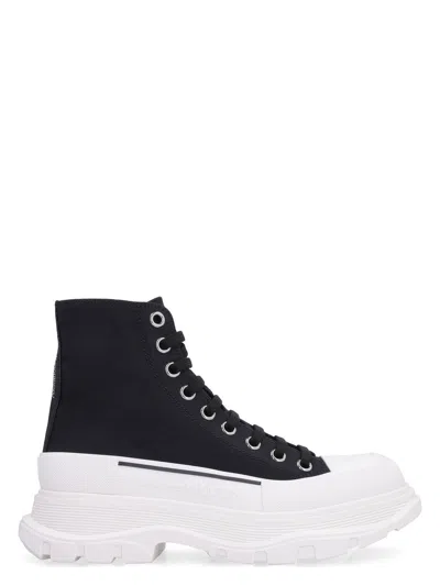 ALEXANDER MCQUEEN WOMEN'S CANVAS TREAD SLICK SNEAKERS