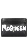 Alexander Mcqueen Quilted Leather Card Holder With Printed Logo In Black