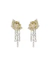Alexander Mcqueen Floral Drop Earrings Featuring Crystal Embellishments In Gold