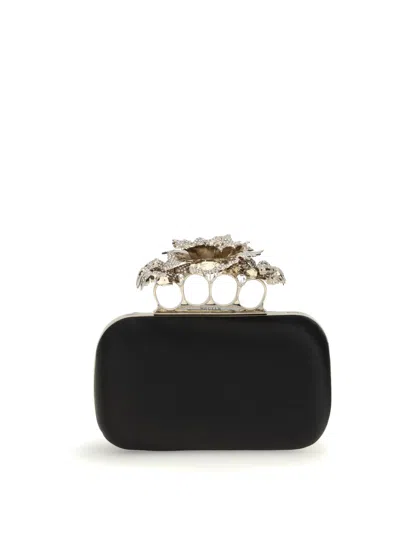 Alexander Mcqueen Women Carnation Knuckle Clutch In Black