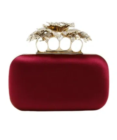 Alexander Mcqueen Women's Carnation Knuckle Clutch In Crimson In Red