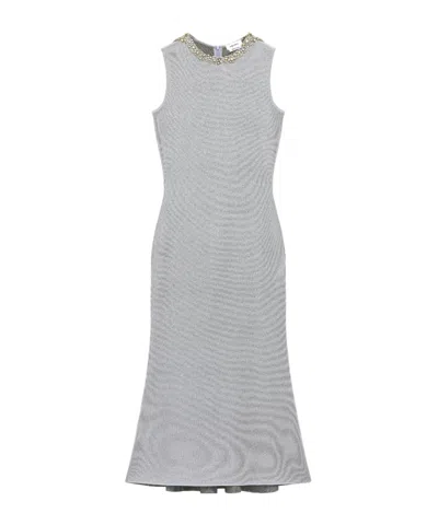 Alexander Mcqueen Embellished Metallic Stretch-knit Midi Dress In Multi