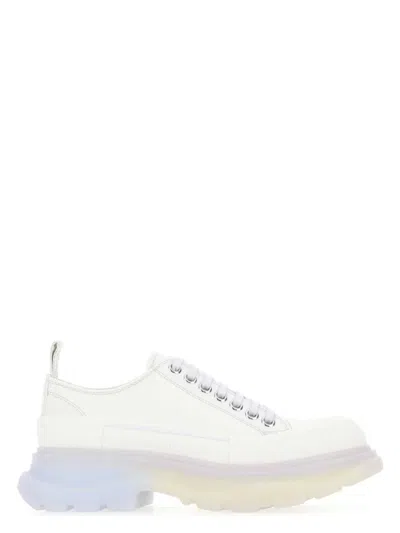 ALEXANDER MCQUEEN WOMEN'S CHALK CANVAS TREAD SLICK SNEAKERS