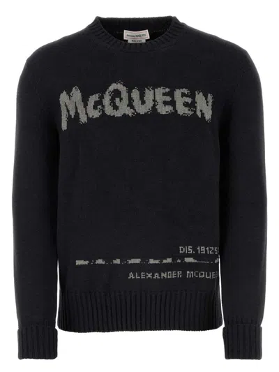 ALEXANDER MCQUEEN WOMEN'S CHARCOAL COTTON SWEATER