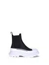 Alexander Mcqueen Round Toe Chelsea Ankle Boots In Black