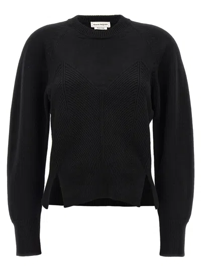 Alexander Mcqueen Women's Chevron Corset Sweater In Black