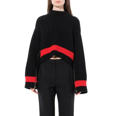 Alexander Mcqueen Women's Chunky Rib Knitwear In Black/red