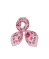 Alexander Mcqueen Silk Skull Print Scarf With Striped Border In Pink
