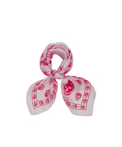 ALEXANDER MCQUEEN WOMEN'S CLASSIC SKULL FOULARD IN ROSE/RED