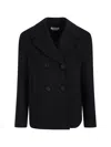 Alexander Mcqueen Womens Black Double-breasted Regular-fit Wool And Cashmere-blend Coat In Black