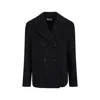 Alexander Mcqueen Womens Black Double-breasted Regular-fit Wool And Cashmere-blend Coat In Black