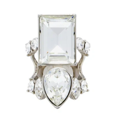 Alexander Mcqueen Women's Cocktail Ring In Silver In White