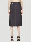 Alexander Mcqueen Women Contrast Stitching Denim Skirt In Brown