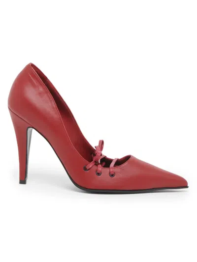 Alexander Mcqueen Women's Corset 100mm Leather Pumps In Red