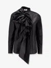 Alexander Mcqueen Cotton Shirt Featuring Bow Detail And Ruffles In Black