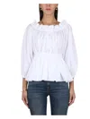 Alexander Mcqueen Off Shoulder Cotton Top In White