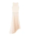 Alexander Mcqueen Women's Cotton Ribbed Asymmetric Midi Skirt Powder In White