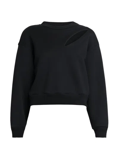 Alexander Mcqueen Women's Cotton Slash Crewneck Sweatshirt In Black