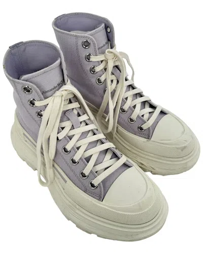 Pre-owned Alexander Mcqueen Women's Cotton Tread Slick High-top Sneaker (authentic Pre-  Loved)