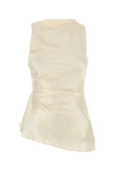 Alexander Mcqueen Women's Cream Satin Top In Neutral