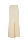 Alexander Mcqueen Women Cream Satin Wide-leg Pant In Yellow