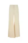 Alexander Mcqueen Women Cream Satin Wide-leg Pant In Yellow