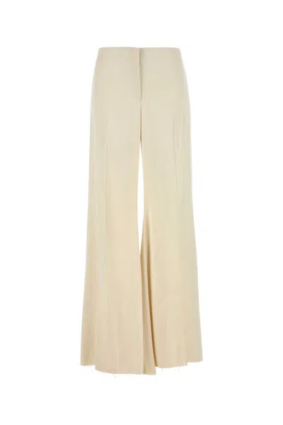 ALEXANDER MCQUEEN ALEXANDER MCQUEEN WOMEN CREAM SATIN WIDE-LEG PANT
