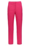 Alexander Mcqueen Fuchsia Cigarette Pants With Welt Pocket In Viscose Blend Woman In Pink