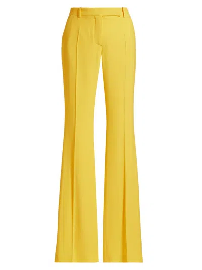 Alexander Mcqueen Women's Crepe Narrow Bootcut Trousers In Yellow