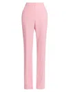Alexander Mcqueen Mcqueen High Waist Leaf Crepe Narrow Bootcut Trousers In Pink