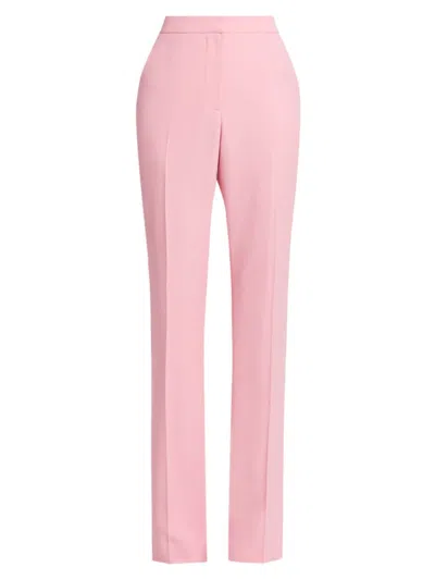 Alexander Mcqueen Women's Crepe Straight-leg Trousers In Cherry Blossom Pink