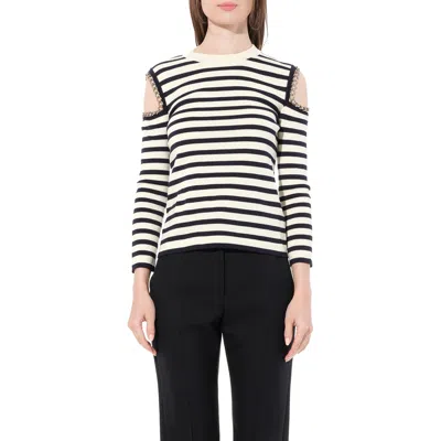 Alexander Mcqueen Women's Crew Neck Knitwear Ivory In Ivory/navy